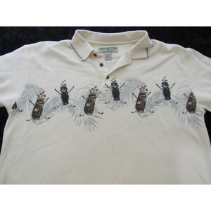 Vintage Boca Classics Club Beige Graphic Golf Polo Shirt Golfing Design Large
